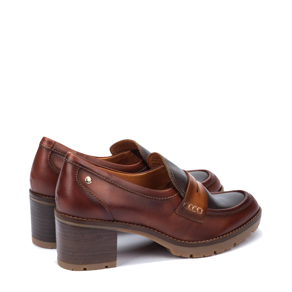Heel view of Pikolinos Llanes Heeled Leather Loafer for women.