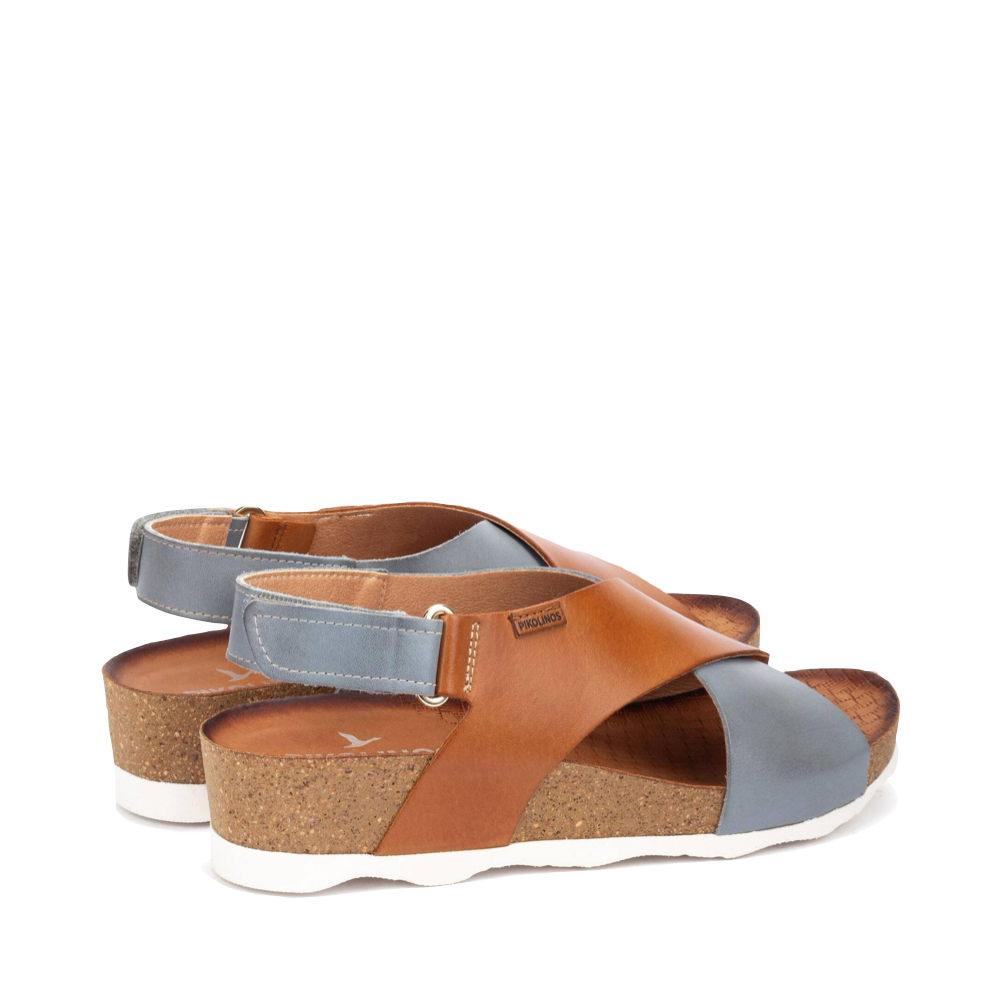 Heel view of Pikolinos Mahon Cross Strap Sandal for women.