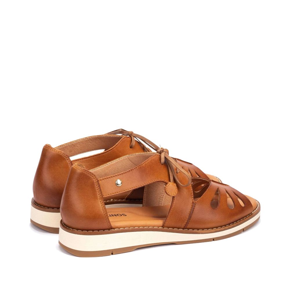 Heel view of Pikolinos Roquetas Lace Sandal for women.