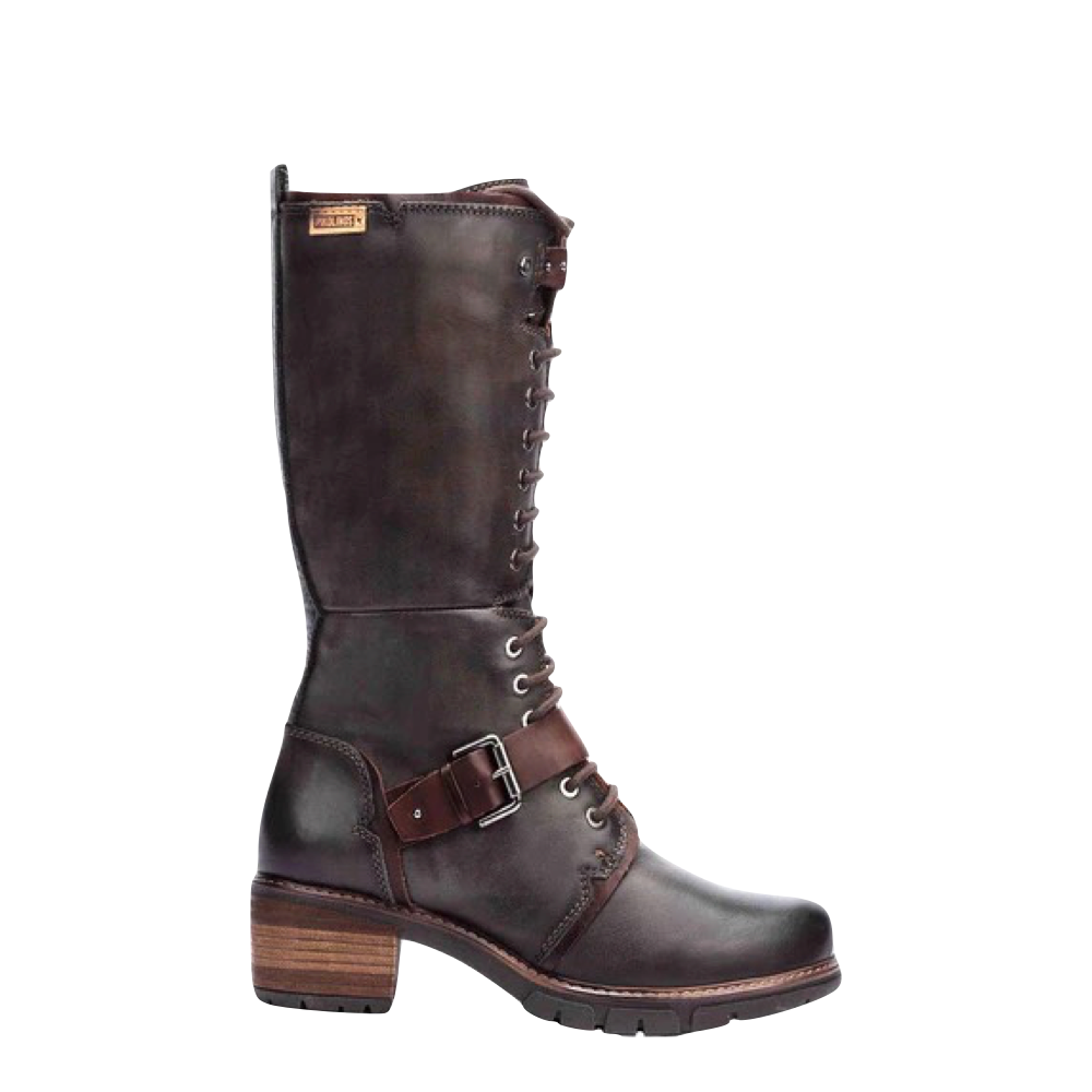 Pikolinos Women's San Sebastian High Leather Lace Boot in Lead Grey