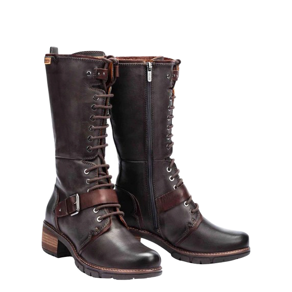 Pikolinos Women's San Sebastian High Leather Lace Boot in Lead Grey