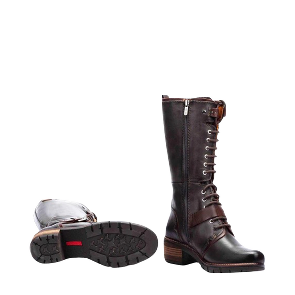 Pikolinos Women's San Sebastian High Leather Lace Boot in Lead Grey