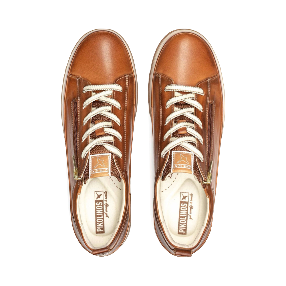 Top-down view of Pikolinos Vigo Side Zip Leather Lace Sneaker for women.