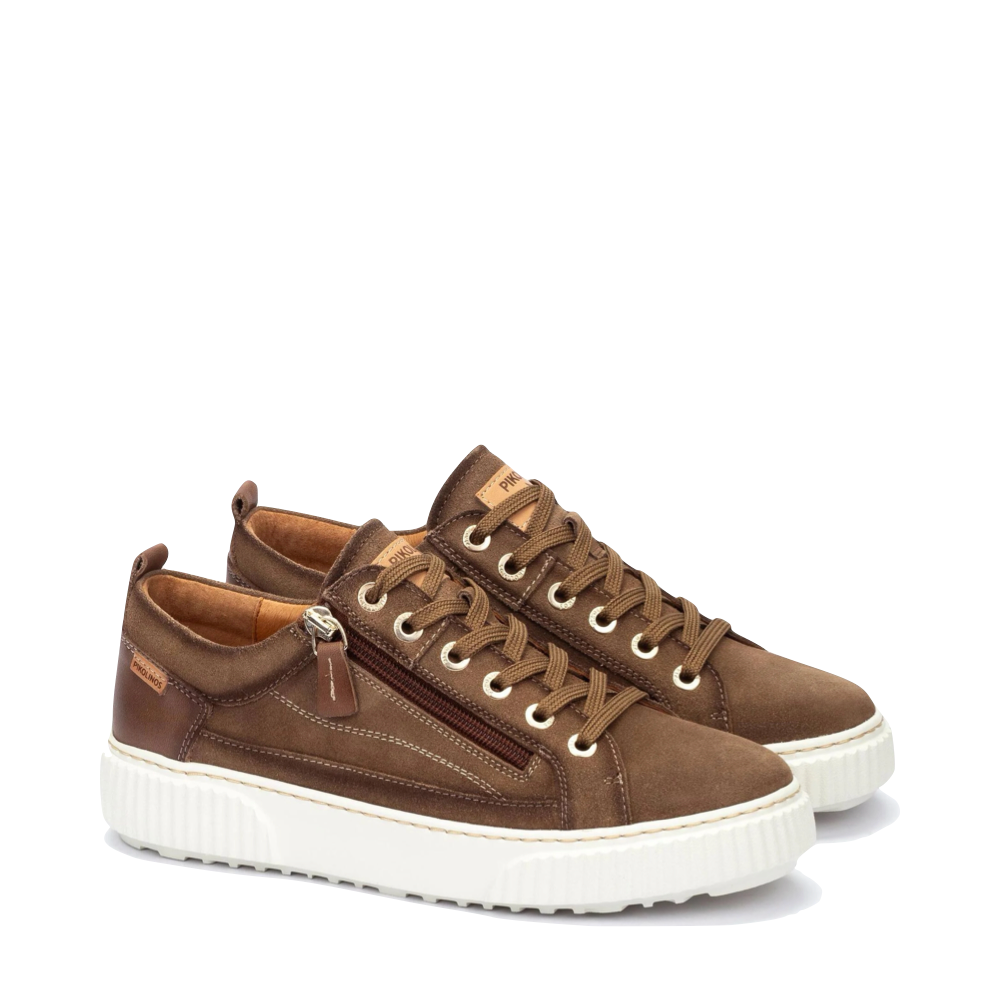 Toe view of Pikolions Riells Platform Side Zip Leather Lace Sneaker for women.