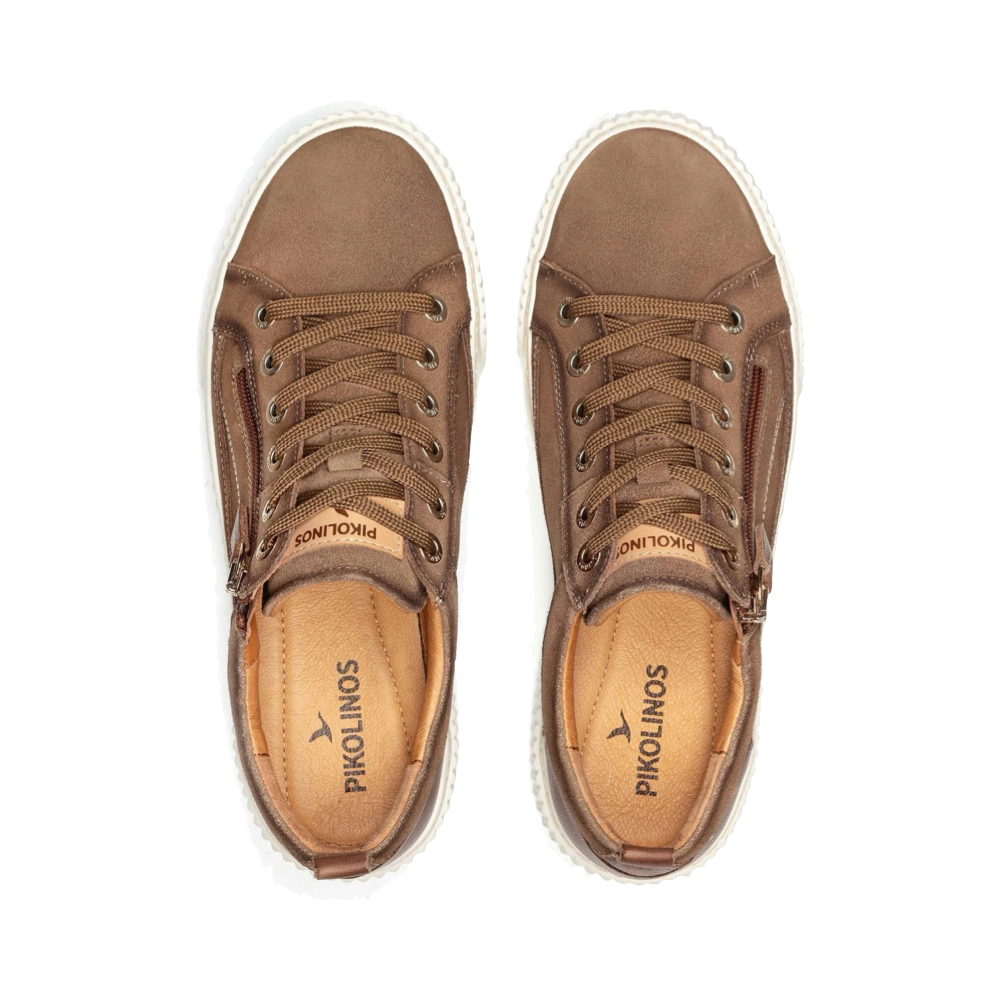 Top-down view of Pikolions Riells Platform Side Zip Leather Lace Sneaker for women.