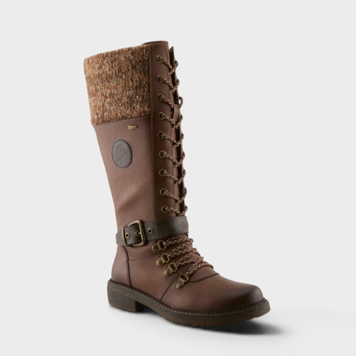 Spring Step Women's Rizza Tall Side Zip Lace Boot in Brown