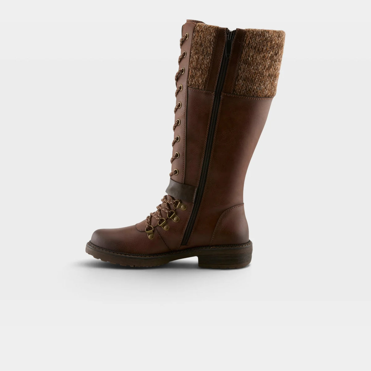 Spring Step Women's Rizza Tall Side Zip Lace Boot in Brown