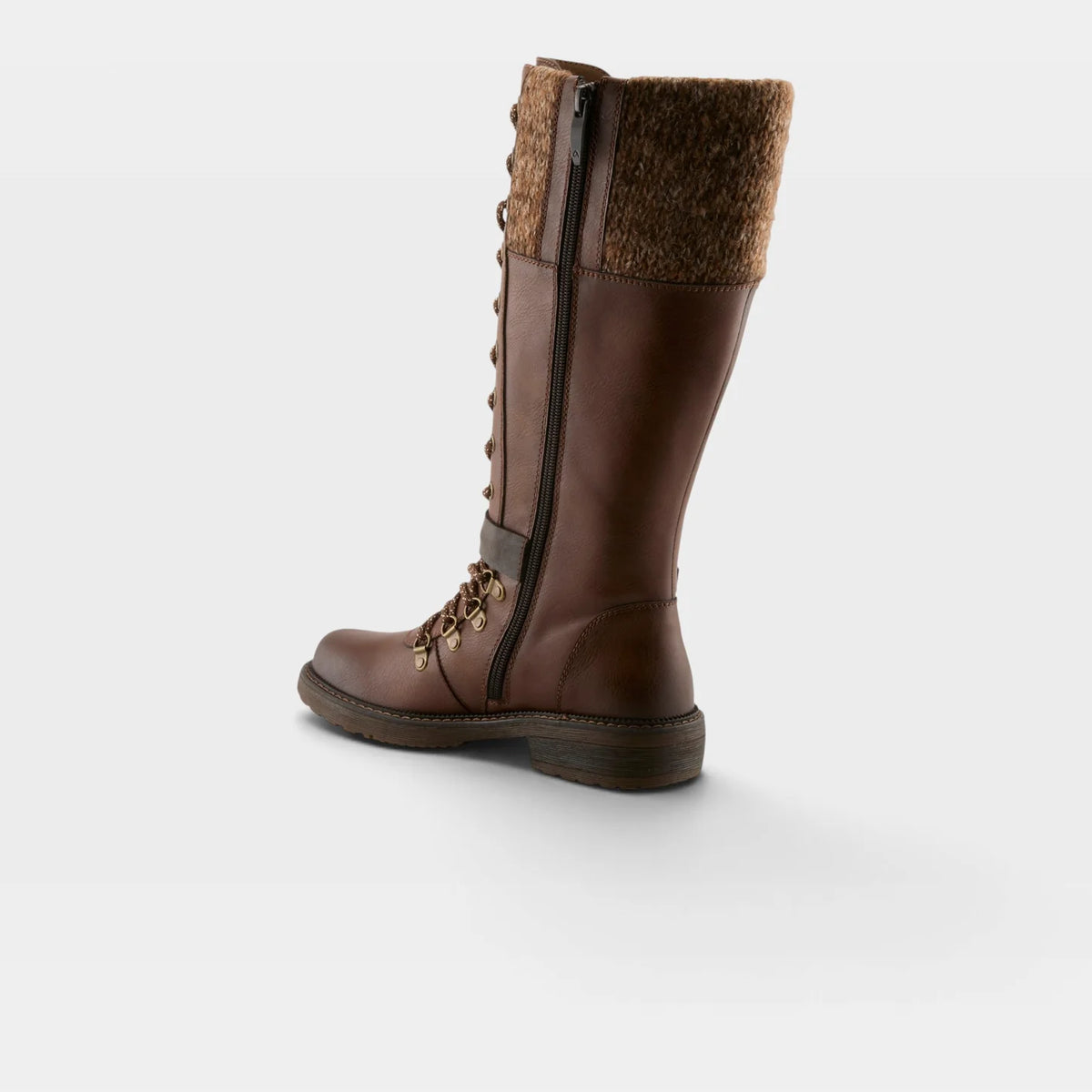 Spring Step Women's Rizza Tall Side Zip Lace Boot in Brown