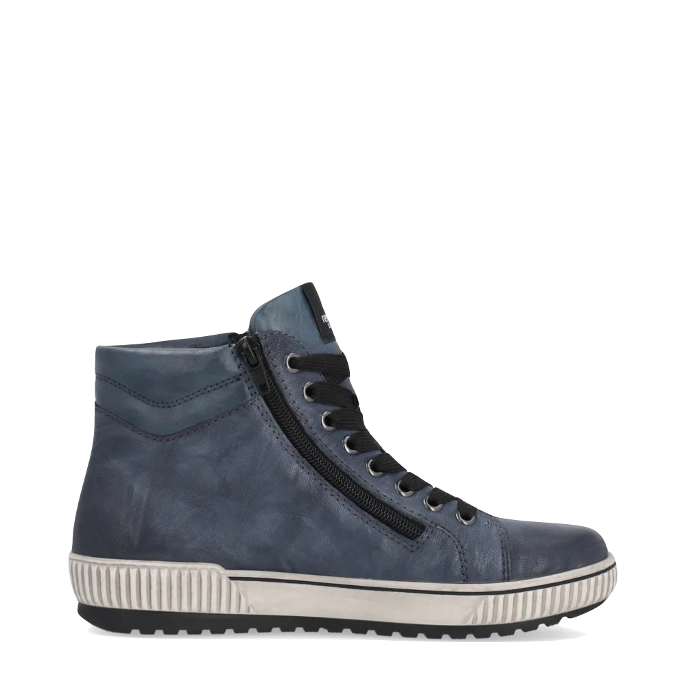 Remonte Women's Maditta 72 Mid Double Side Zip Lace Waterproof Boot (Navy)