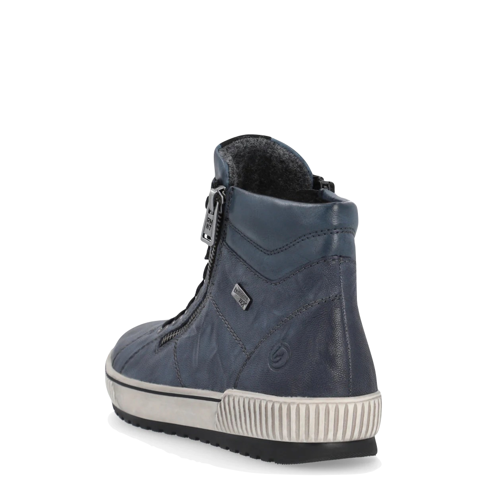 Remonte Women's Maditta 72 Mid Double Side Zip Lace Waterproof Boot (Navy)