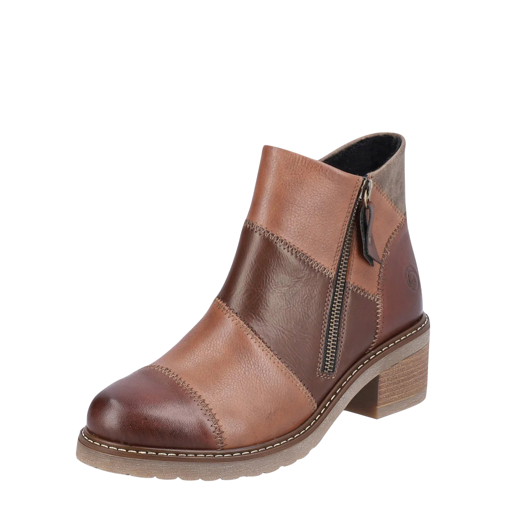 Remonte Women's 75 Multi Side Zip Heeled Boot (Brown Multi)