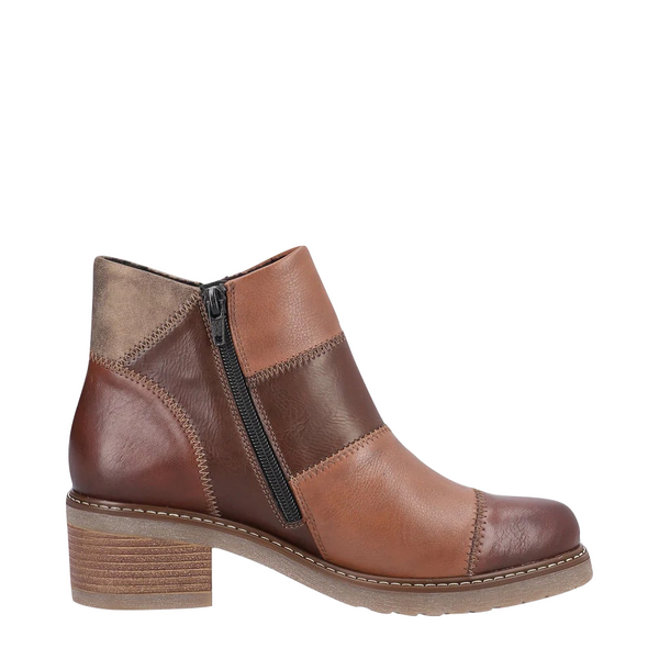 Remonte Women's 75 Multi Side Zip Heeled Boot in Brown Multi