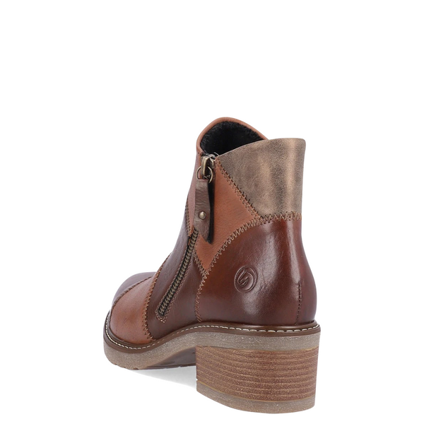 Remonte Women's 75 Multi Side Zip Heeled Boot in Brown Multi
