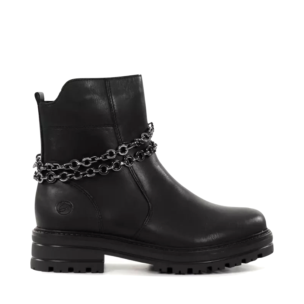 Side (right) view of Remonte 85 Chain Boot for women.