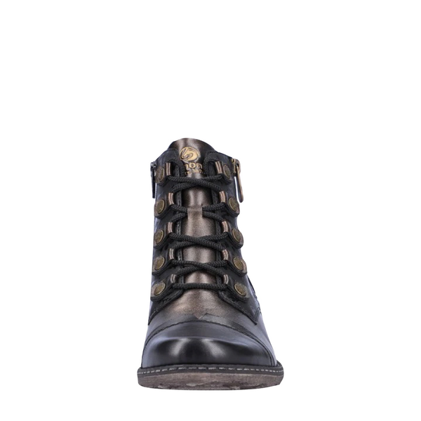 Remonte Women's Chandra 91 Mid Side Zip Lace Boot in Black Multi