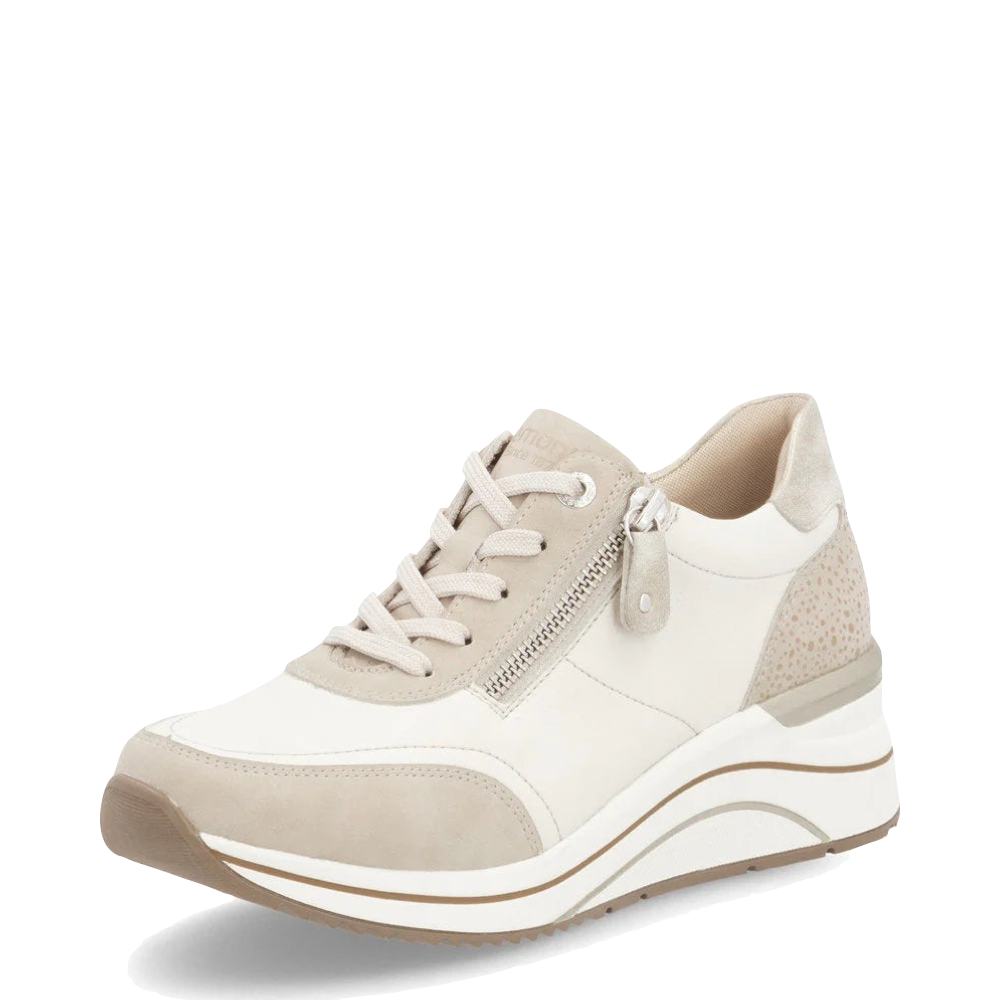 Mudguard and Toe view of Remonte Eleni 00 Wedge Sneaker for women.