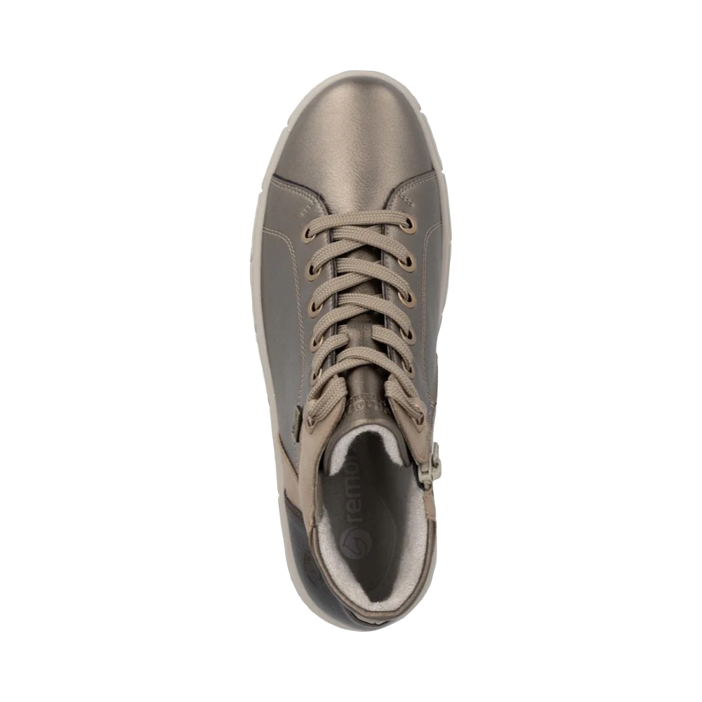 Top-down view of Remonte Gesa 77 Waterproof Side Zip Lace Boot for women.