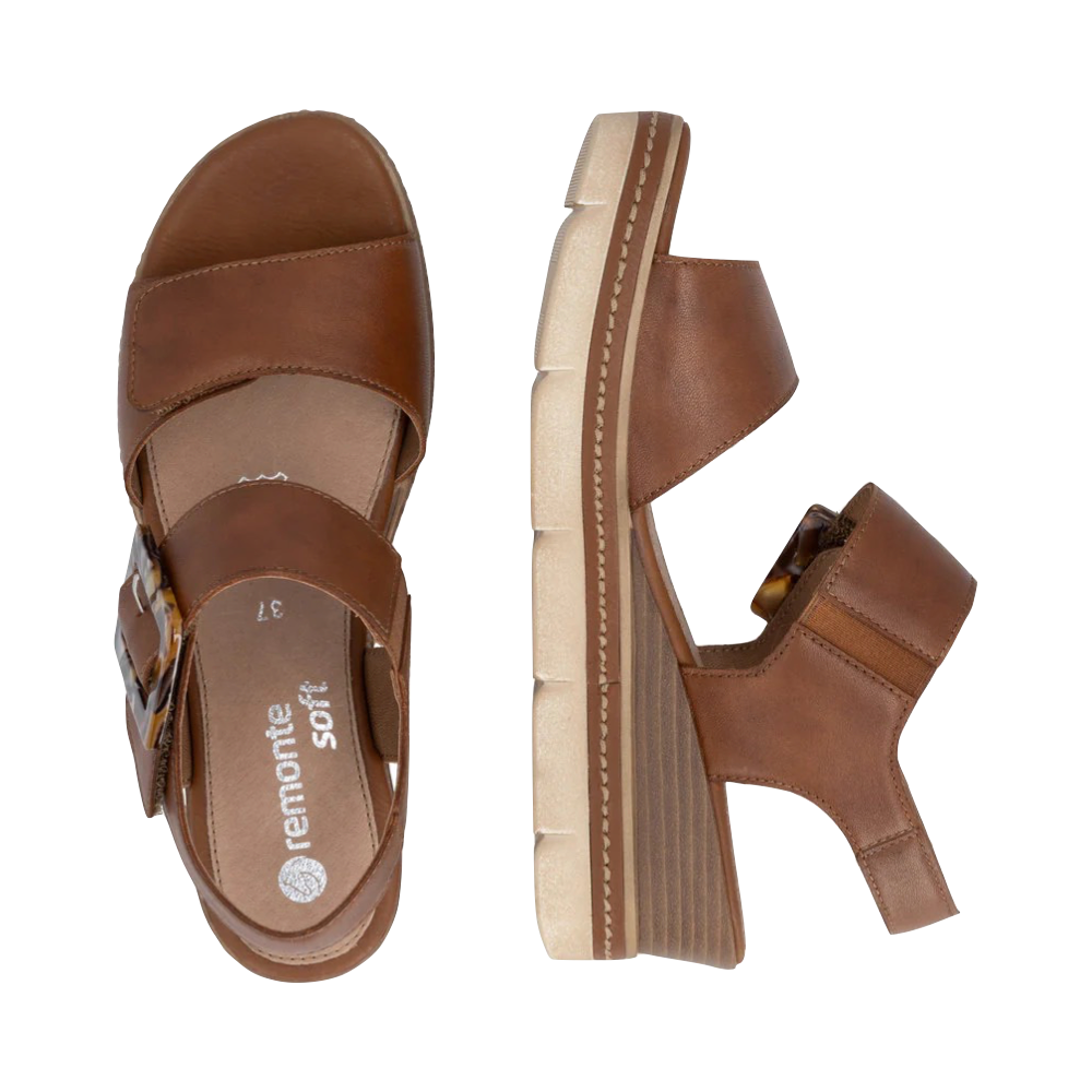 Top-down and side view of Remonte Jerilyn 53 Wedge Sandal for women.