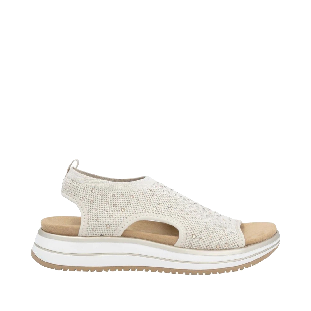 Side (right) view of Remonte Jocelyn 55 Slip On Stretch Sandal for women.