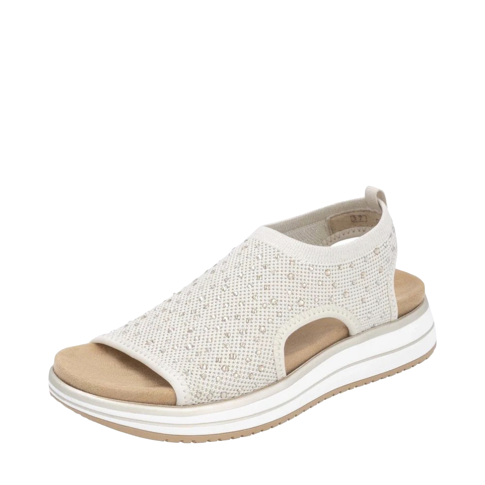 Toe view of Remonte Jocelyn 55 Slip On Stretch Sandal for women.