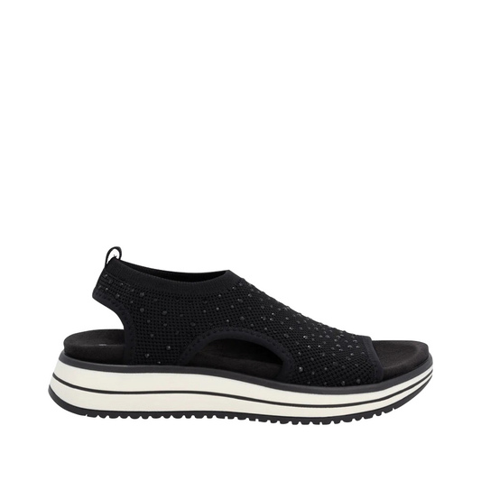 Side (right) view of Remonte Jocelyn 55 Slip On Stretch Sandal for women.