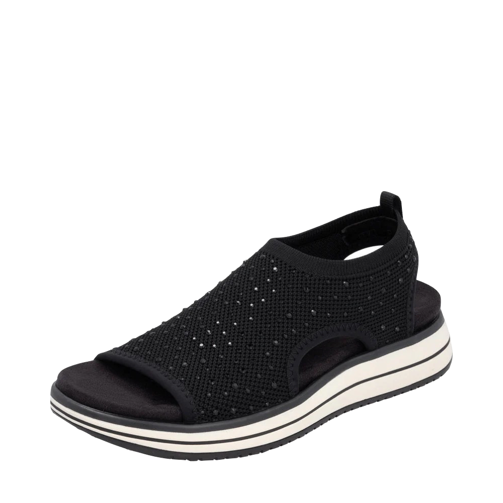 Toe view of Remonte Jocelyn 55 Slip On Stretch Sandal for women.