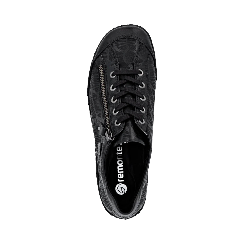 Top-down view of Remonte Liv 02 Side Zip Waterproof Lace Sneaker for women.