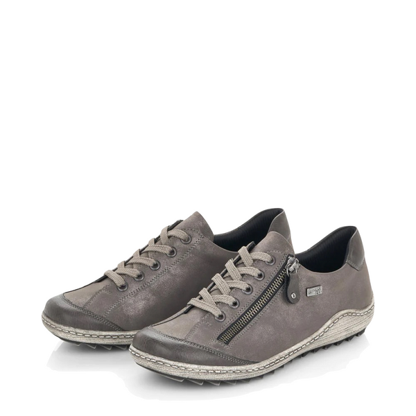 Remonte Women's Liv 02 Waterproof Side Zip Leather Lace Sneaker (Silver)