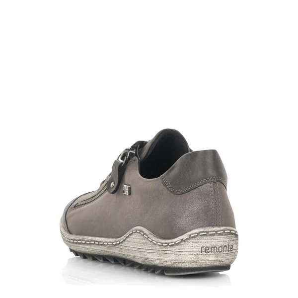 Remonte Women's Liv 02 Waterproof Side Zip Leather Lace Sneaker in Silver