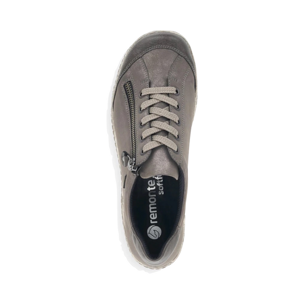 Remonte Women's Liv 02 Waterproof Side Zip Leather Lace Sneaker (Silver)