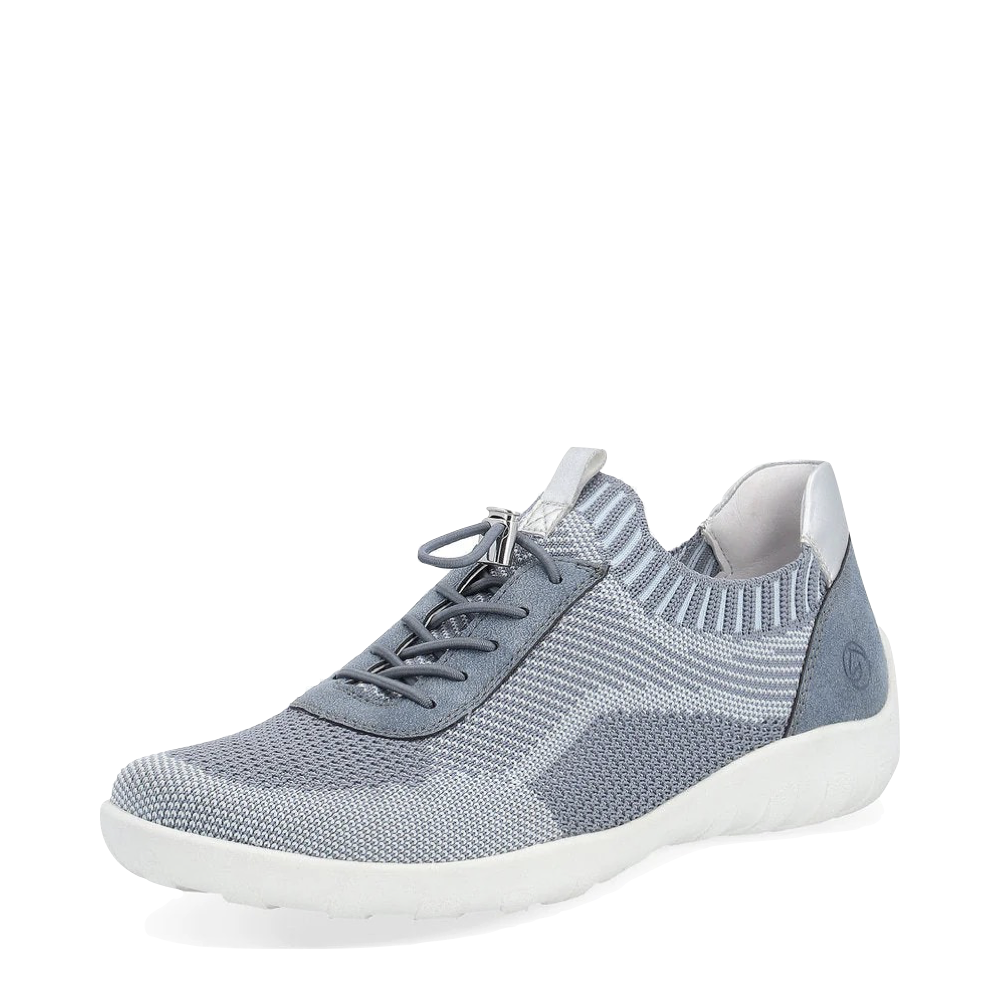 Mudguard and Toe view of Remonte Liv 18 Knit Sneaker for women.