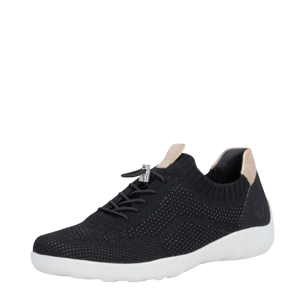 Mudguard and Toe view of Remonte Liv 20 Knit Sneaker for women.