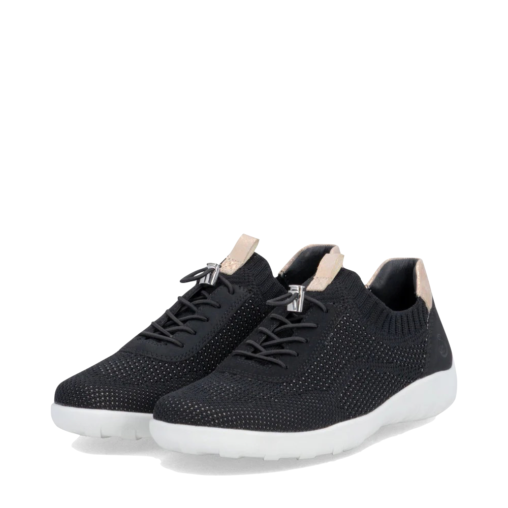 Mudguard and Toe view of Remonte Liv 20 Knit Sneaker for women.