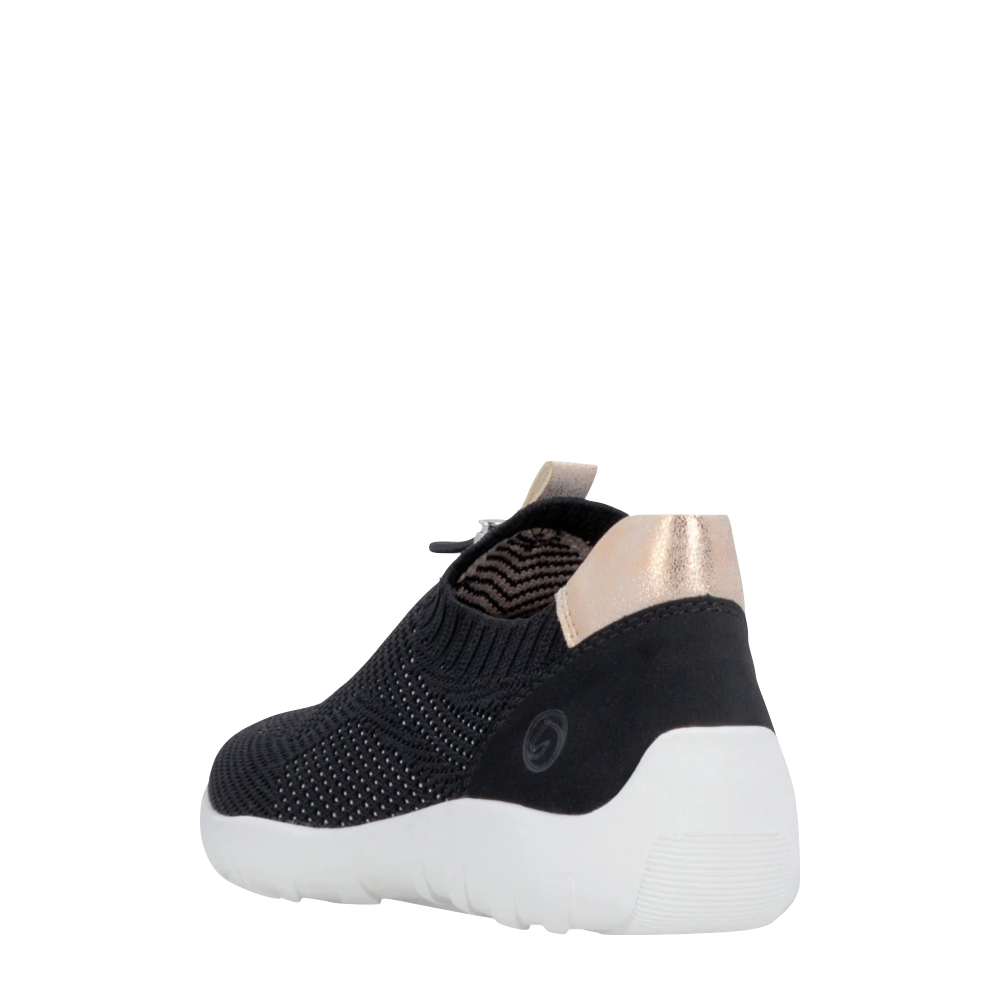 Heel view of Remonte Liv 20 Knit Sneaker for women.