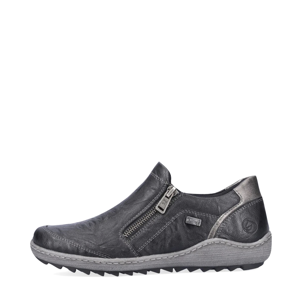 Remonte Women's Liv 28 Waterproof Leather Side Zip Slip On in Black