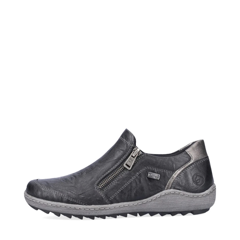 Remonte Women's Liv 28 Waterproof Leather Side Zip Slip On in Black