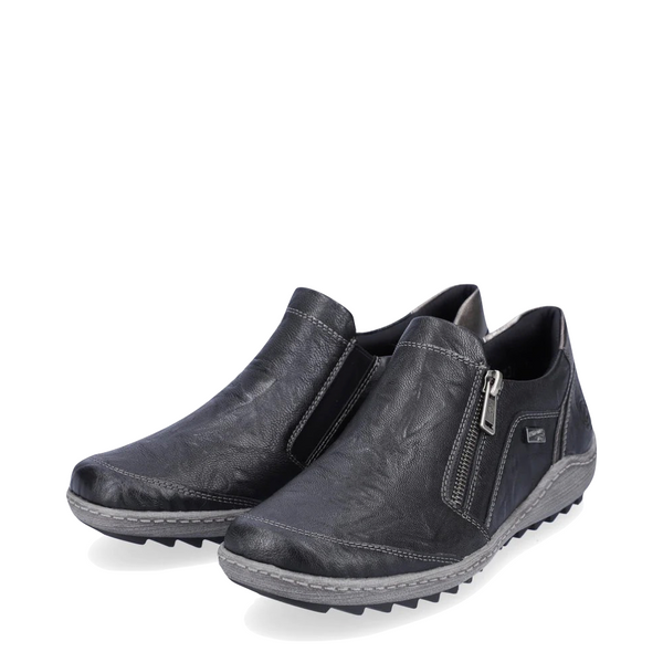 Remonte Women's Liv 28 Waterproof Leather Side Zip Slip On in Black
