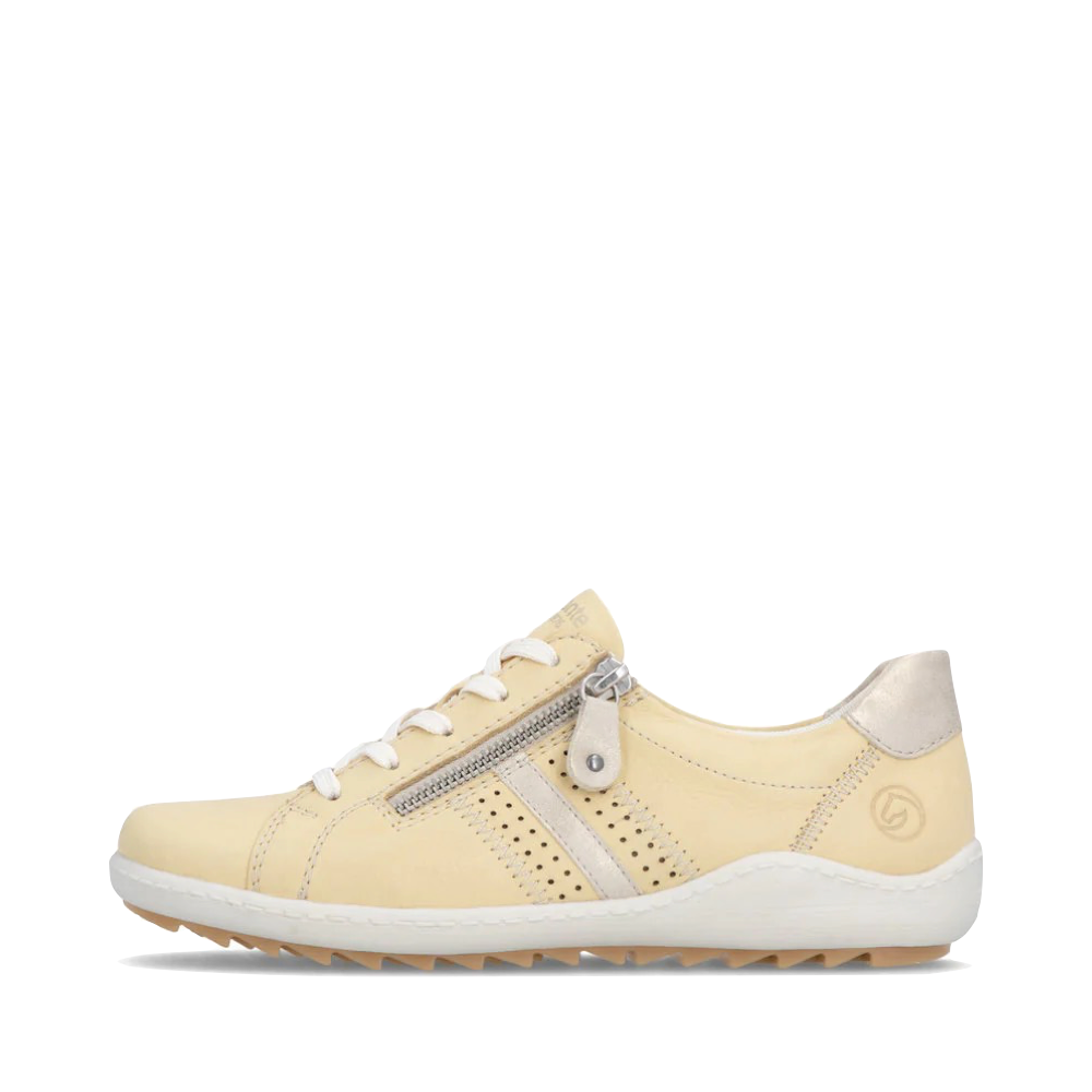 Side (left) view of Remonte Liv 32 Side Zip Lace Sneakers for women.