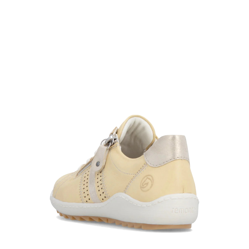 Heel view of Remonte Liv 32 Side Zip Lace Sneakers for women.