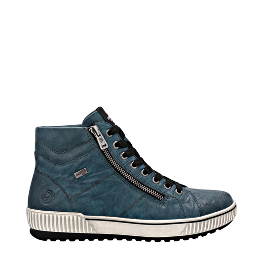 Side (right) view of Remonte Maditta 72 Mid Double Side Zip Lace Waterproof Boot for women.