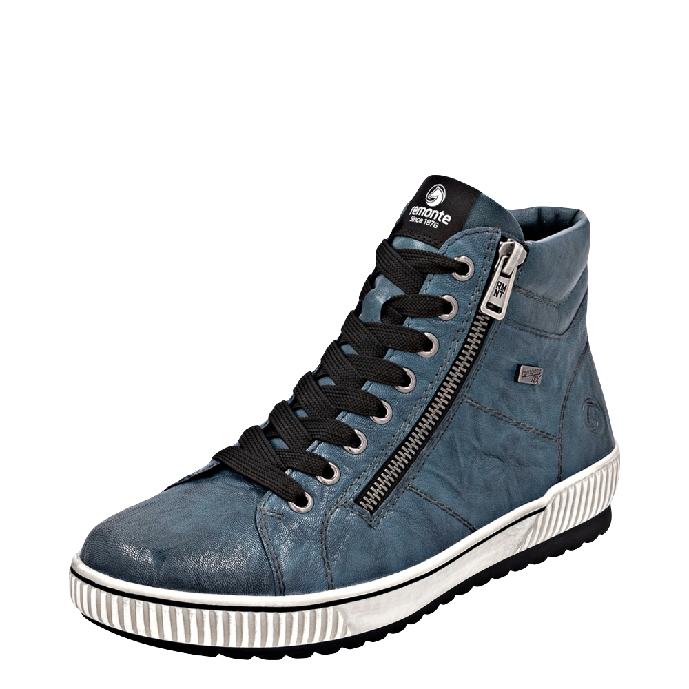 Mudguard and Toe view of Remonte Maditta 72 Mid Double Side Zip Lace Waterproof Boot for women.