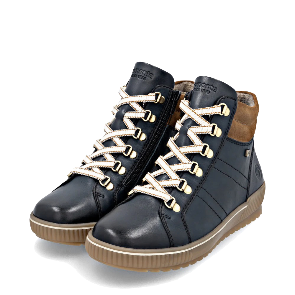 Toe view of Remonte Maditta 81 Mid Side Zip Lace Waterproof Boot for women.