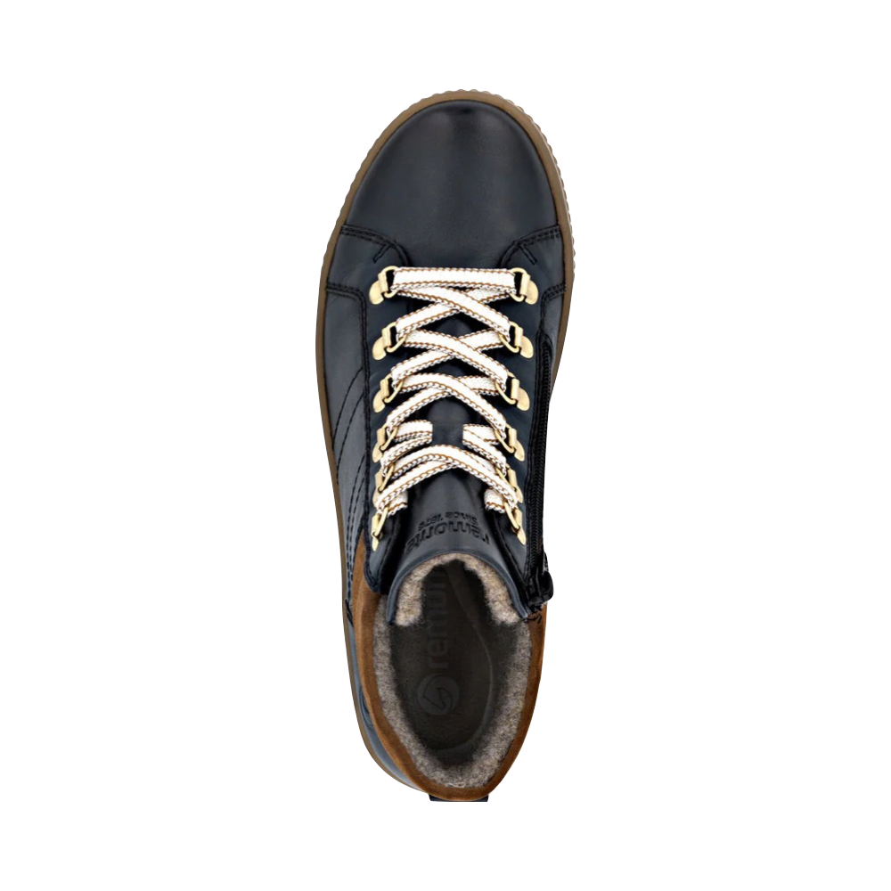 Top-down view of Remonte Maditta 81 Mid Side Zip Lace Waterproof Boot for women.