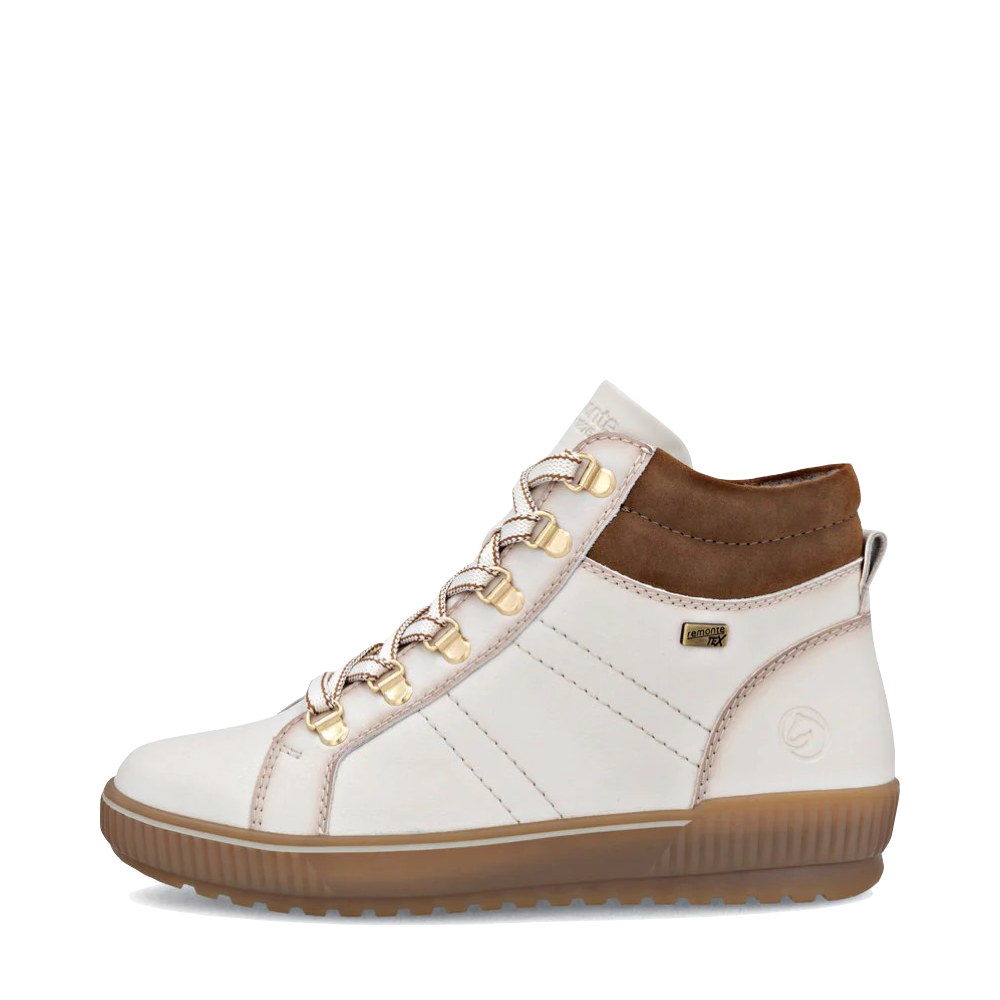 Side (left) view of Remonte Maditta 81 Side Zip Lace Waterproof Boot for women.