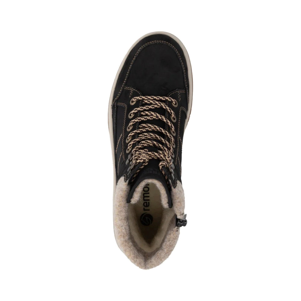Top-down view of Remonte Maditta Q72 Mid Side Zip Waterproof Lace Boot for women.