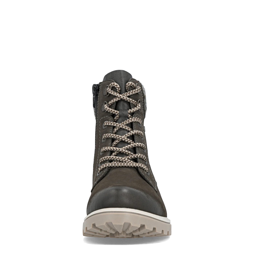 Front view of Remonte Samira 87 Side Zip Waterproof Lace Boot for women.