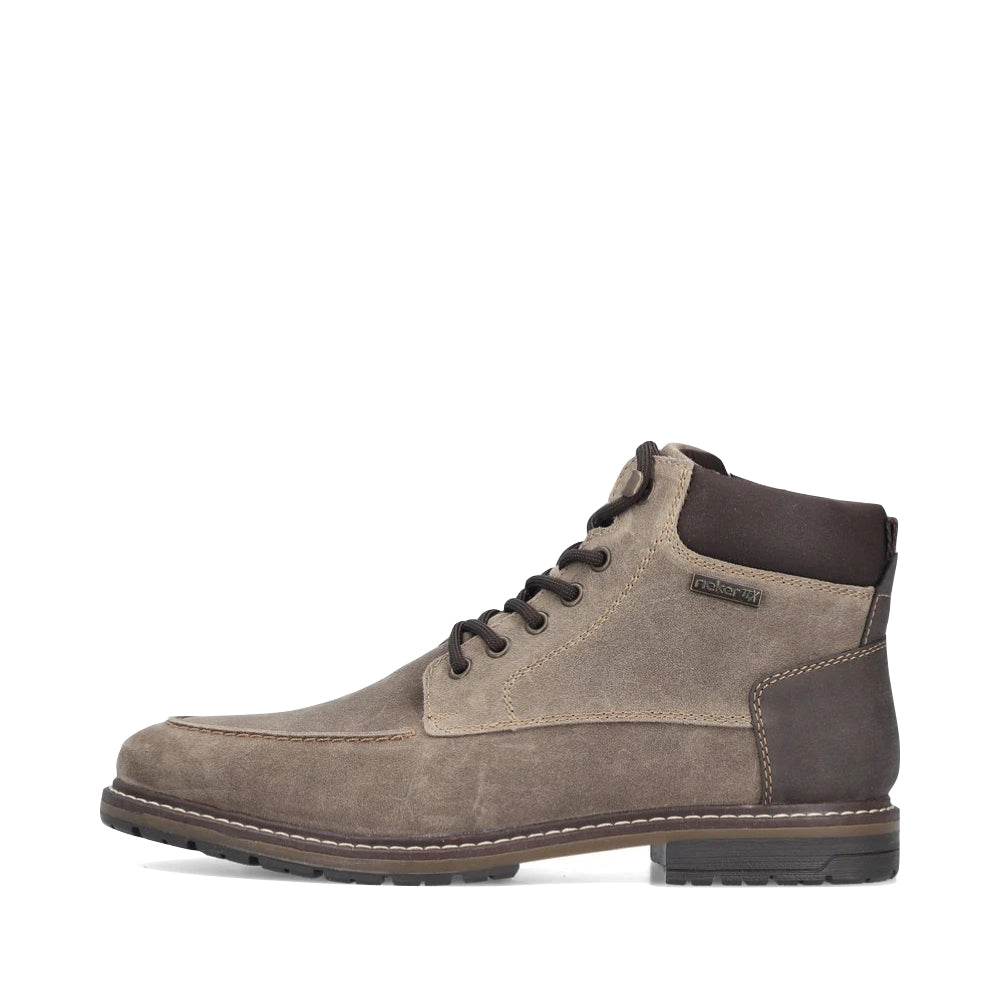 Side (left) view of Rieker Dimitri 44 Side Zip Lace Suede Boot for men.