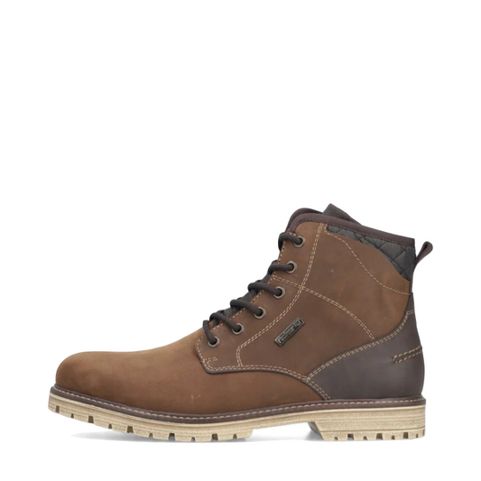 Side (left) view of Rieker Randy 14 Side Zip Waterproof Lace Boot for men.