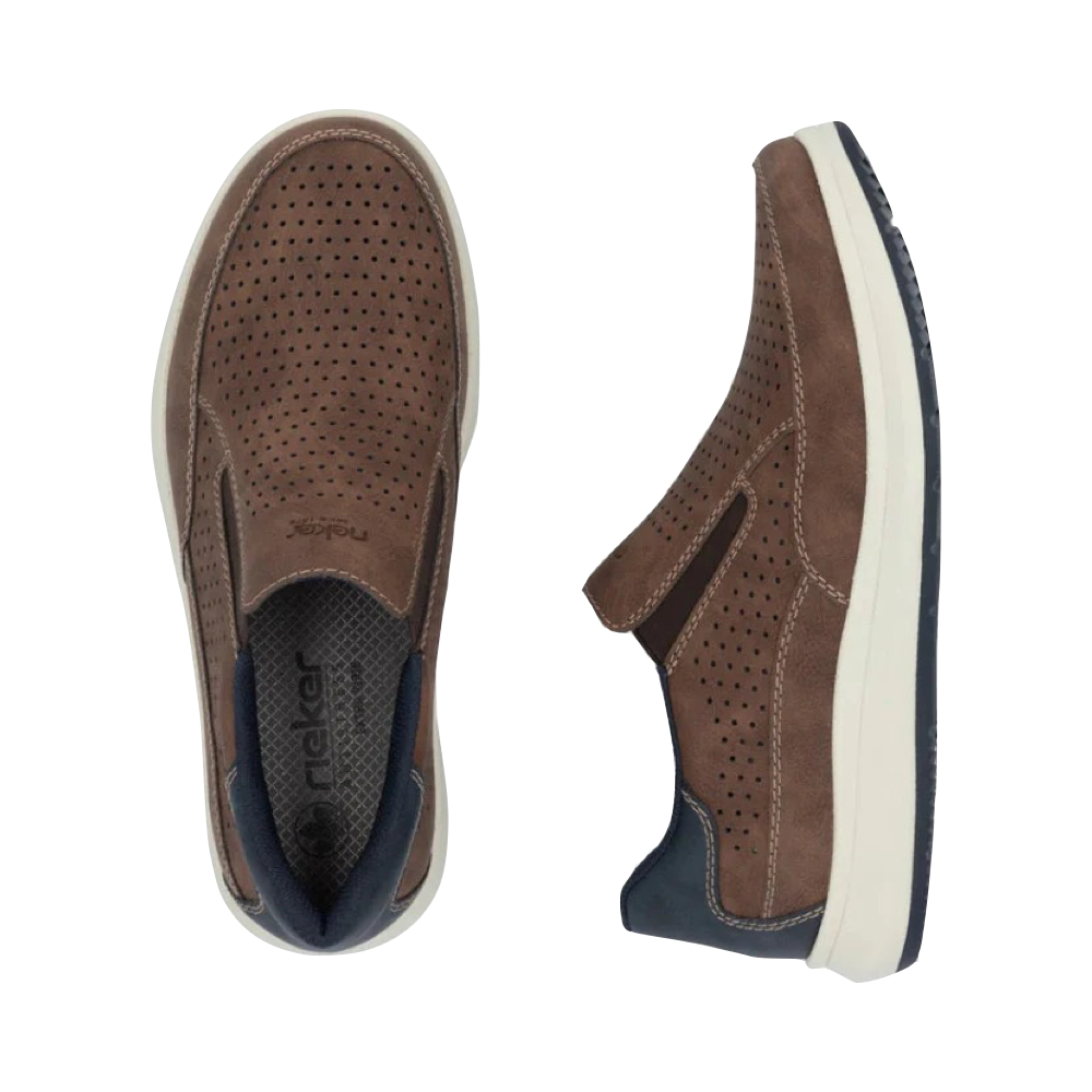 Top-down and side view of Rieker Reinhard 52 Perfed Slip On for men.