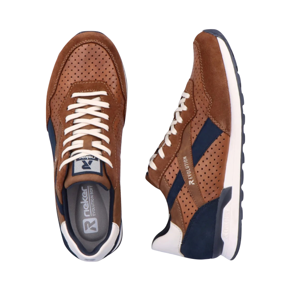 Top-down and side view of Rieker Revolution Owen 02 Fashion Sneaker for men.
